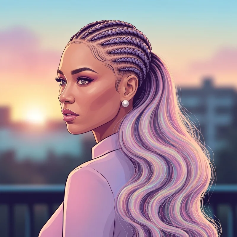 A young woman showcasing creative hairstyles half braid with a bohemian aesthetic.