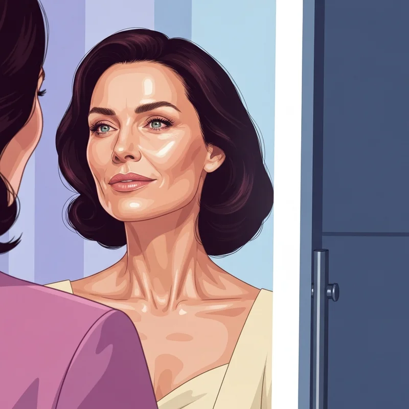 A woman admiring her smooth skin in a mirror, illustrating what does botox do for facial rejuvenation and confidence.