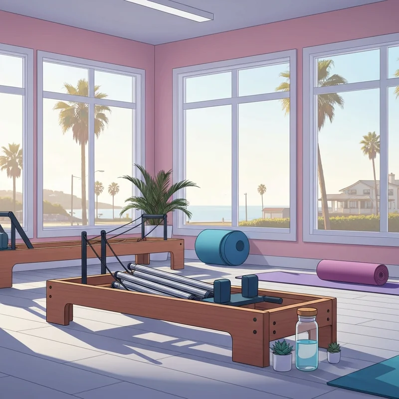 A peaceful and aesthetic studio setting for pilates wilmington nc featuring a modern reformer and coastal sunlight.