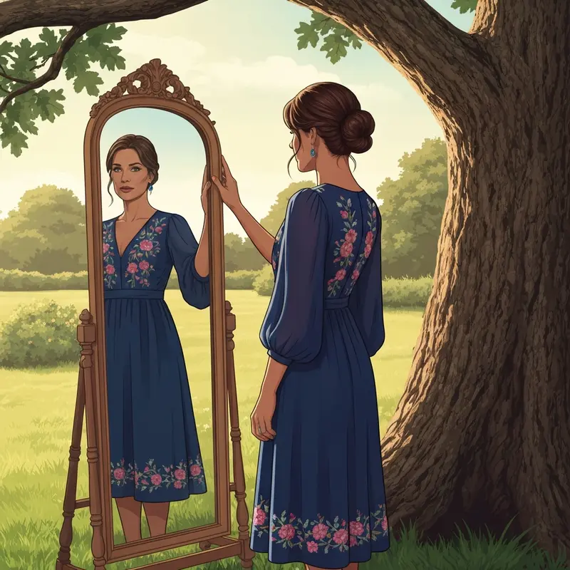 A woman styling one of the monsoon dresses wedding guests love for a garden ceremony