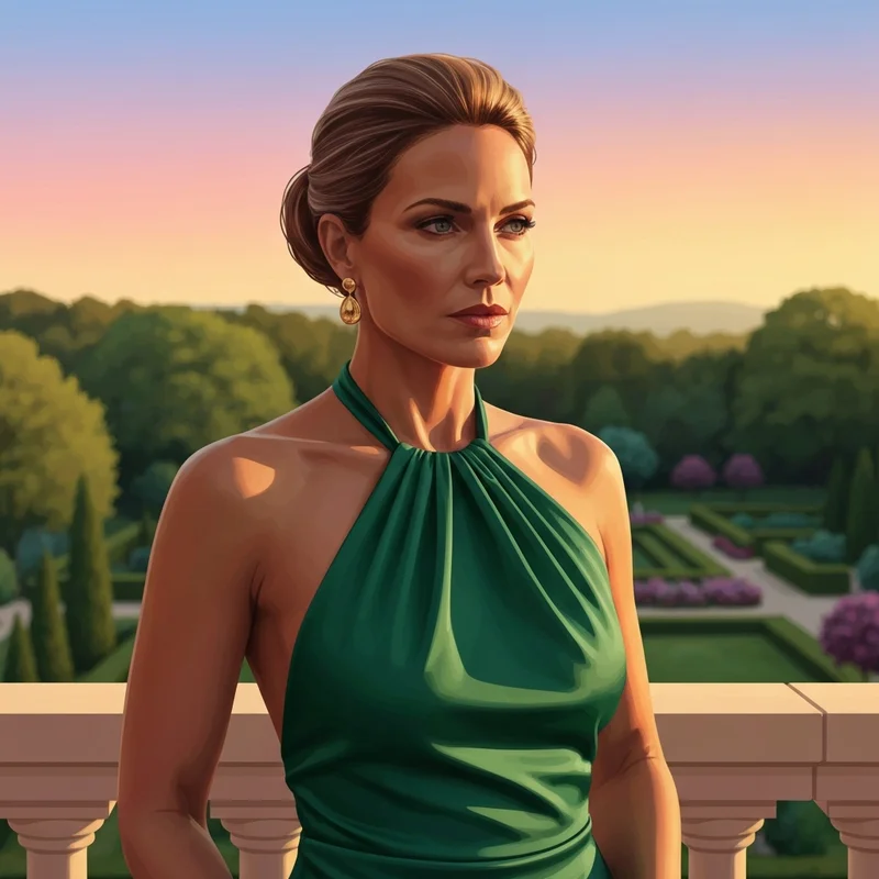 A woman wearing one of the most stylish halter top dresses wedding guest options at a sunset reception.