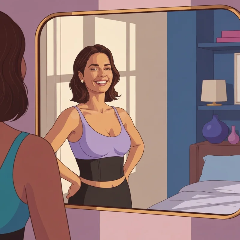 A confident young woman finding the perfect push up bra for small breasts to enhance her silhouette.