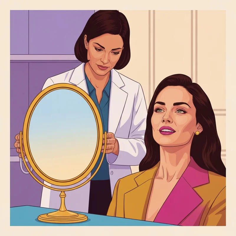 A young woman showcasing the refreshed results of a botox brow lift in a luxury aesthetic clinic.