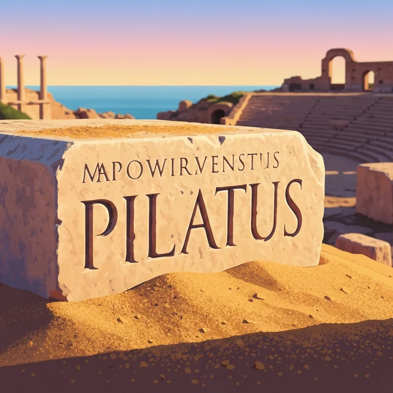 The Pilate Stone archaeological artifact found in Caesarea Maritima showing Latin inscription of Pontius Pilate.