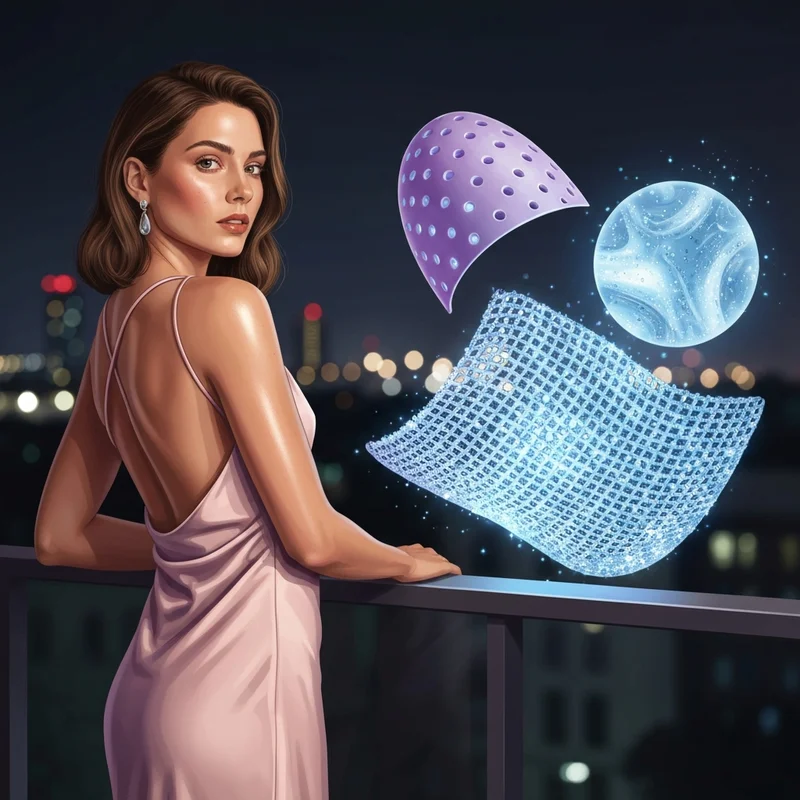 A woman wearing a backless dress enabled by a breathable invisible silicone strapless bra showing flawless skin health.