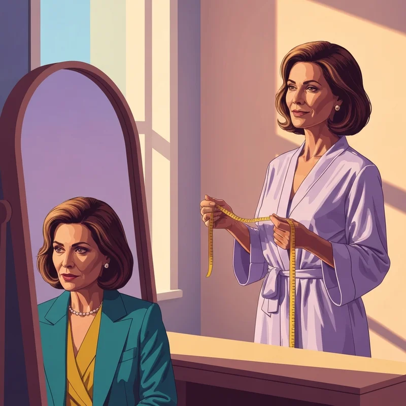 A woman looking in a mirror with confidence, finally understanding how to know what bra size you are.