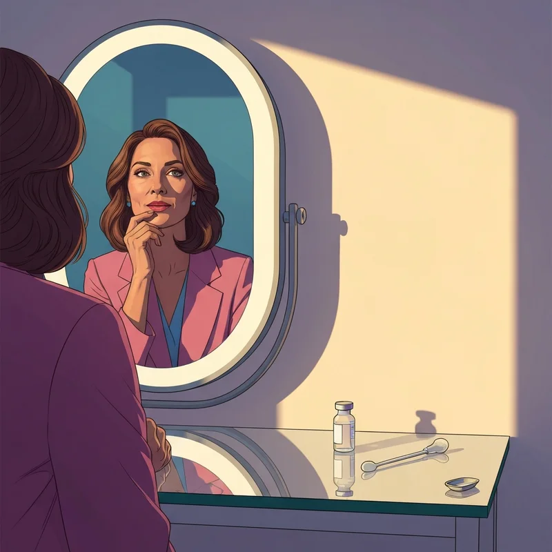 A woman considering her aesthetic options while wondering is botox safe in a professional clinical setting.