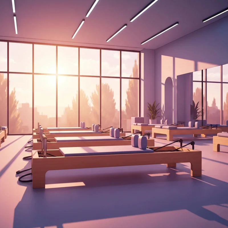 A luxurious and modern studio interior showcasing the equipment accessible with a club pilates passport membership.