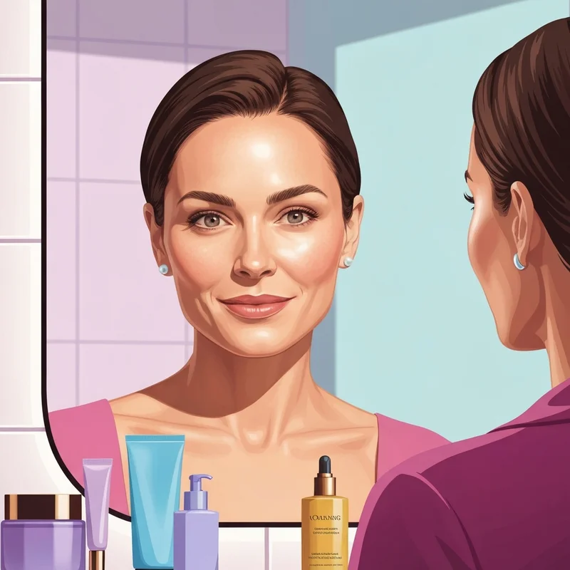 A woman admiring her smooth skin after botox for forehead wrinkles