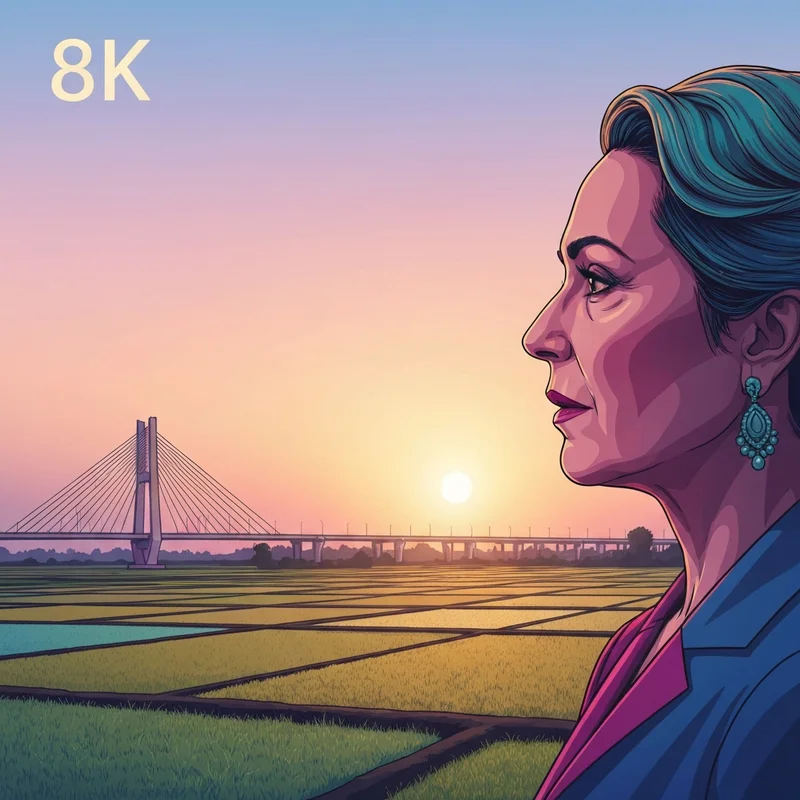 The enduring legacy of Ajit Pawar represented by a bridge connecting rural and modern Maharashtra.