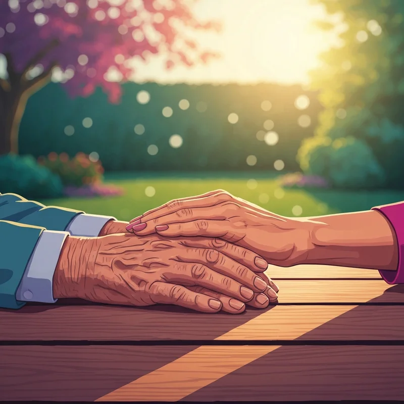 A supportive hand holding another hand during the journey of a Bruce Willis dementia diagnosis.