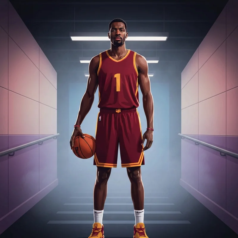 Cleveland Cavaliers forward Dean Wade standing in the arena tunnel preparing for a high-stakes NBA game.