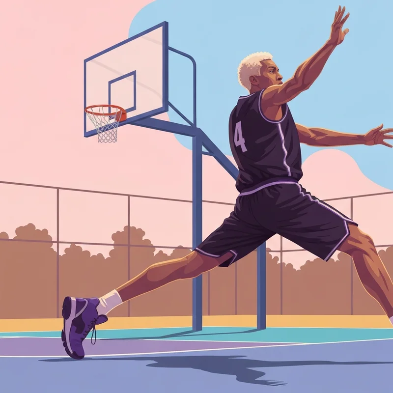 A nostalgic action shot capturing the legendary Jason Williams White Chocolate style elbow pass on a urban court.