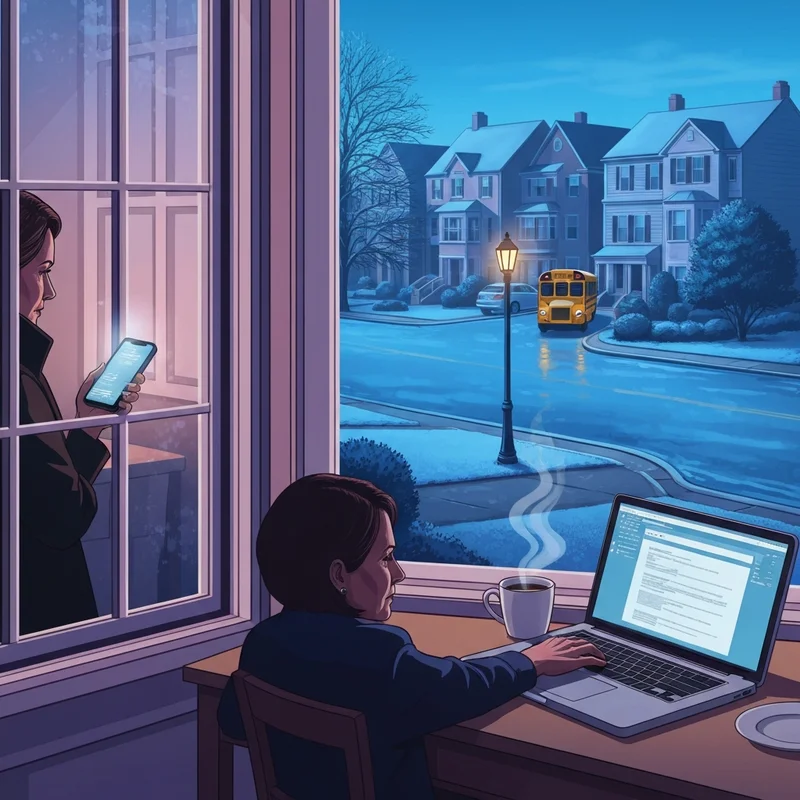 A busy parent in Prince William County managing work and childcare during a pwcs school delay.