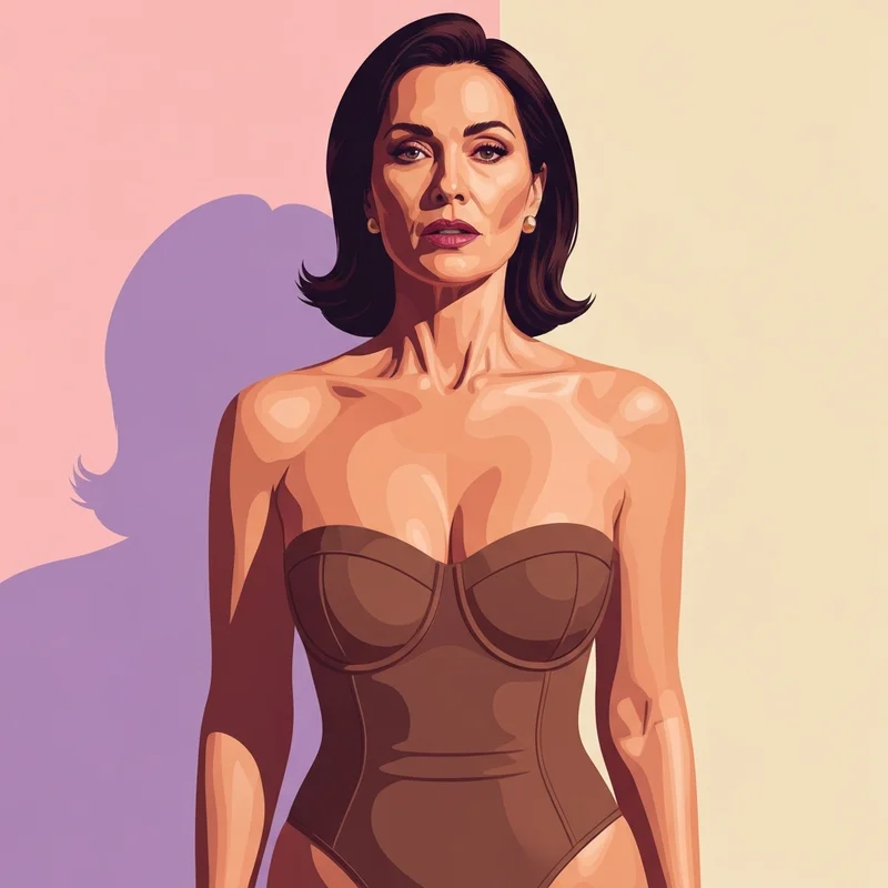 A woman wearing skims strapless shapewear showing a smooth and snatched silhouette under soft studio lighting.