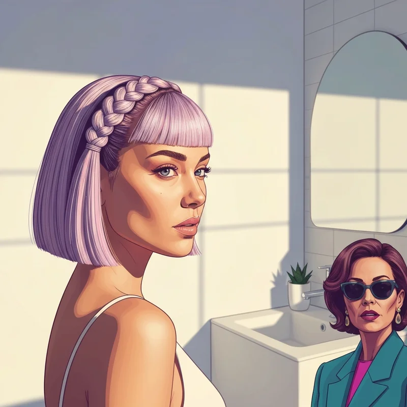 A woman showcasing a perfectly executed french braid in short hair with no flyaways.