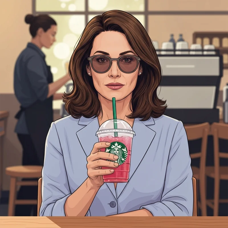 A woman enjoying one of the many starbucks caffeine free drinks in a bright cafe setting.
