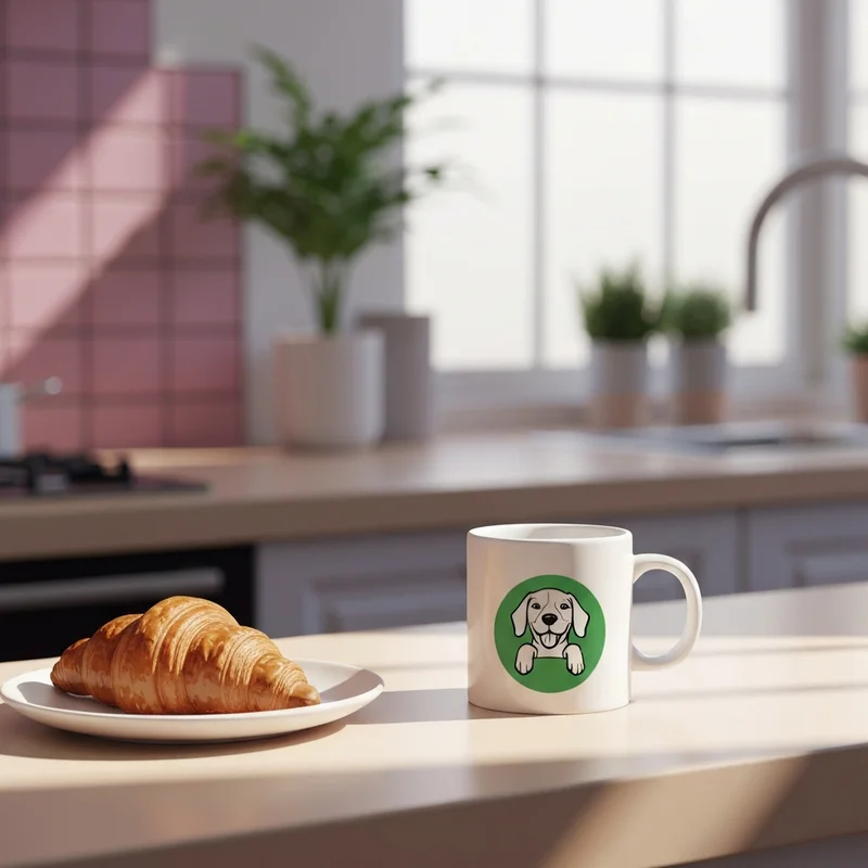 The iconic Snoopy Starbucks 2025 Joe Kind ceramic mug on a sunny kitchen counter.