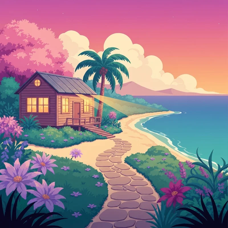 A cozy and mysterious scene from the Mushroom Island Part-Time Job Diary gameplay environment.