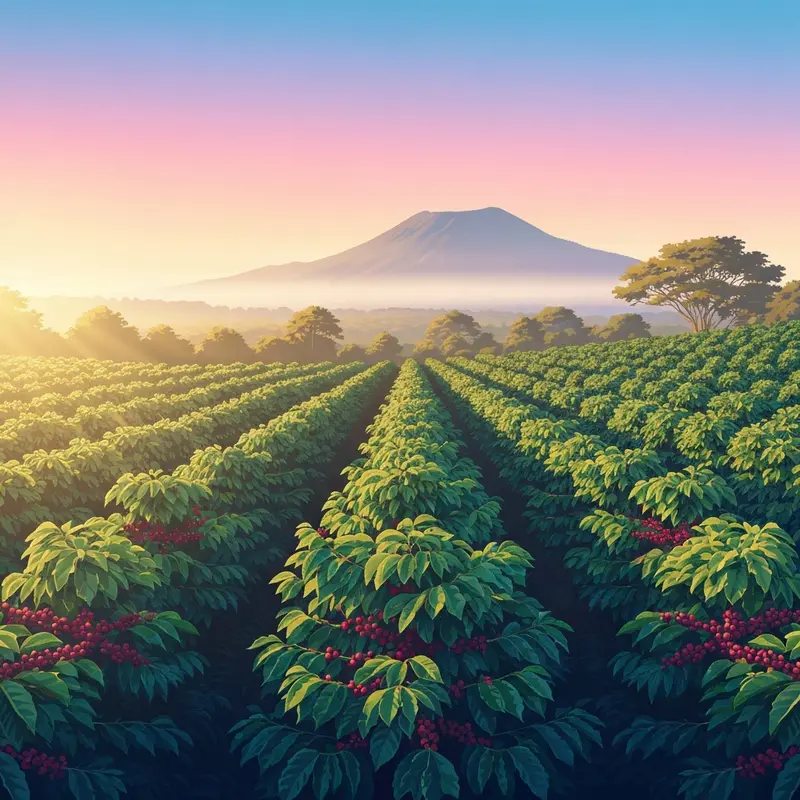 A lush Costa Rican coffee farm showing where does Starbucks get their coffee beans.