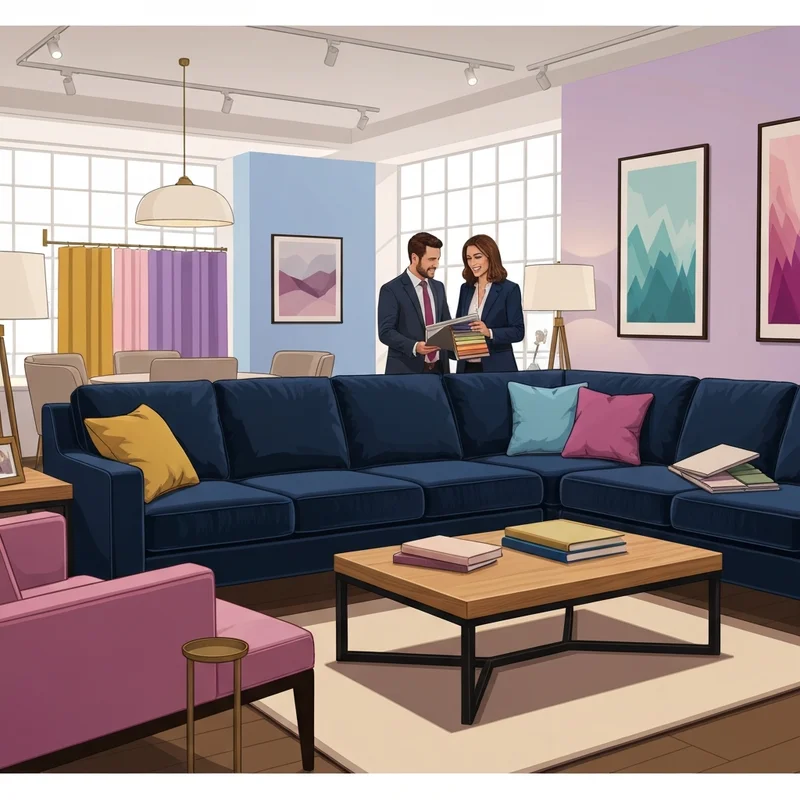 A beautifully curated living room set inside a Dunk & Bright Furniture showroom featuring high-quality fabrics and modern design.