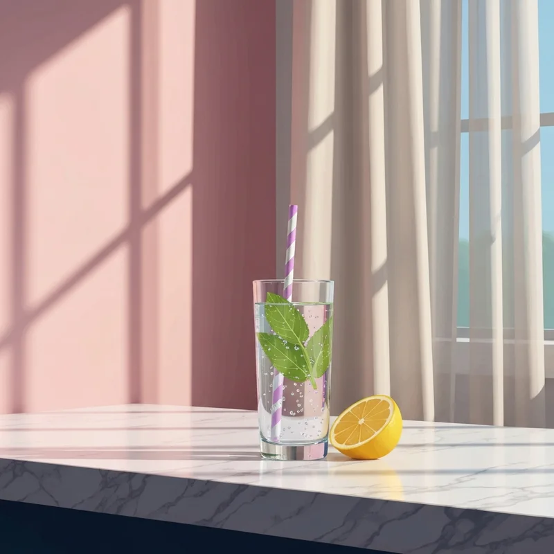 A refreshing glass of water with mint and lemon representing the light feeling achieved after using d-bloat for gut health.