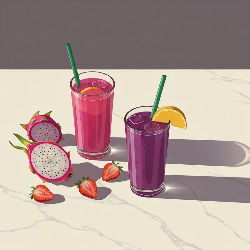 Comparison of various sizes showing the Starbucks Refresher caffeine content in a bright aesthetic setting.