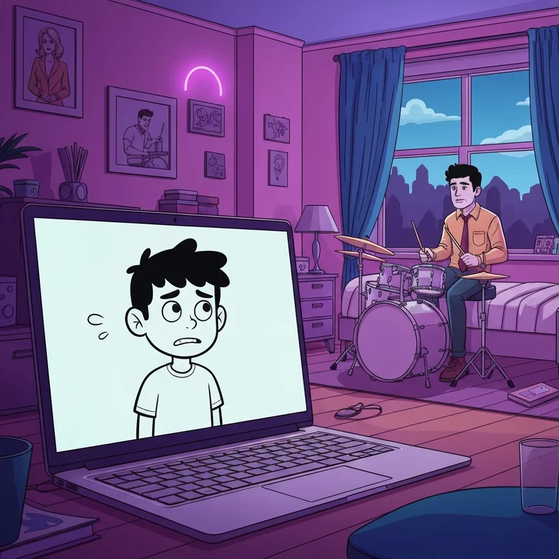 A digital aesthetic scene representing the evolution of diary of a wimpy kid memes in Gen Z culture.