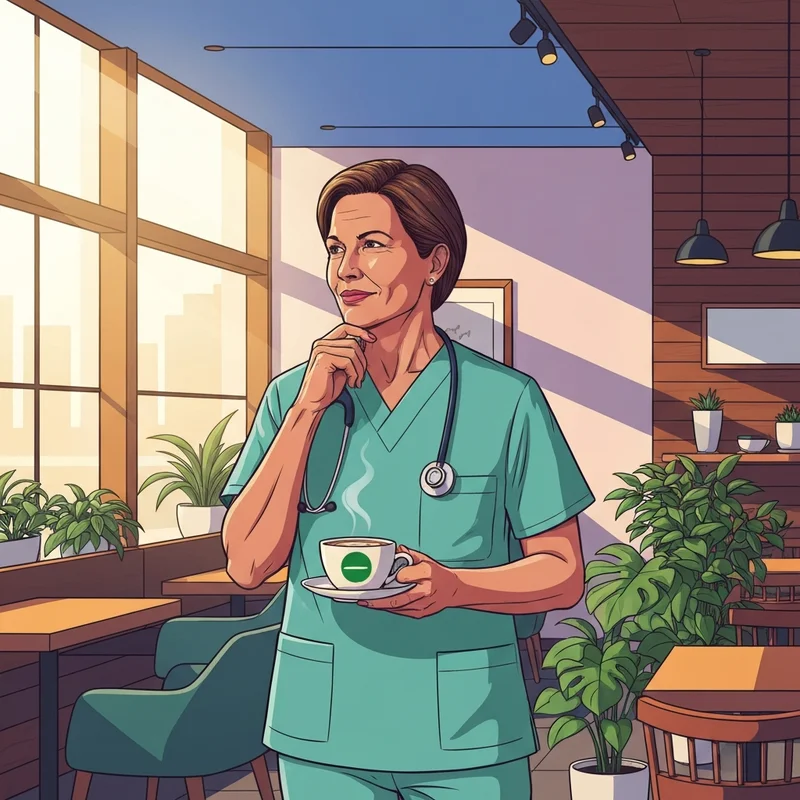 A healthcare professional enjoying a coffee during starbucks nurses week 2025.