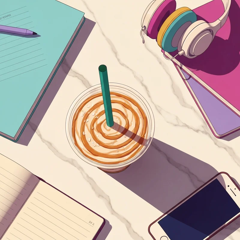 A close-up of a Starbucks drink to help readers understand do the starbucks frappuccinos have caffeine while studying.