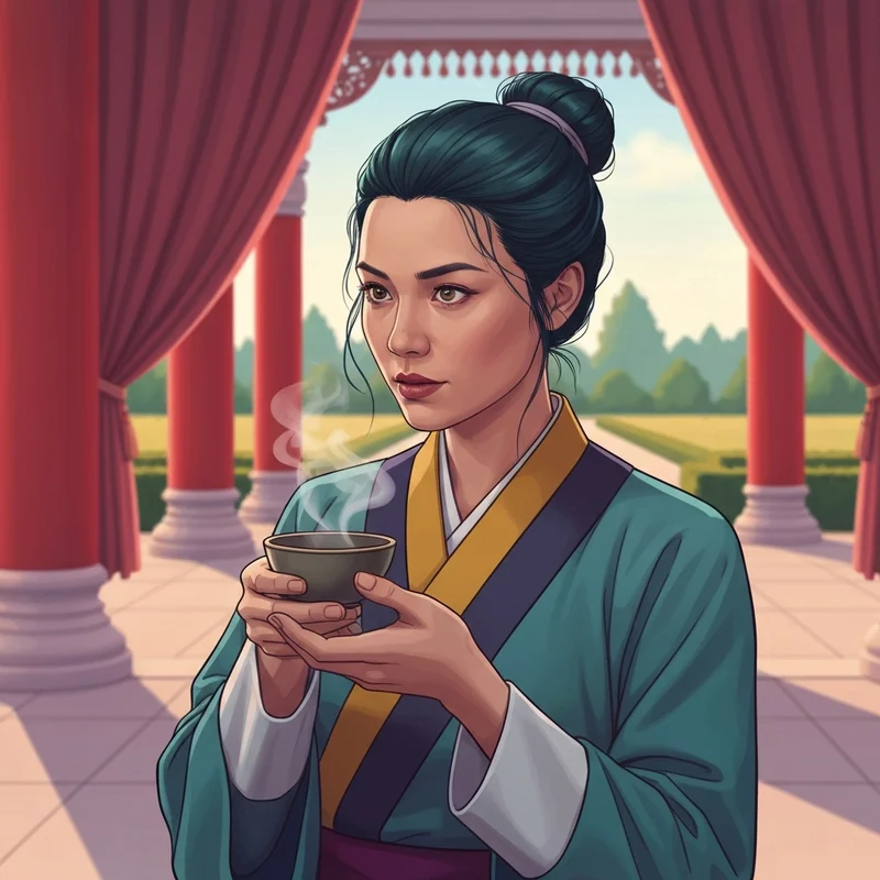 A cinematic portrayal of Maomao from the apothecary diaries light novels in her herbalist attire.