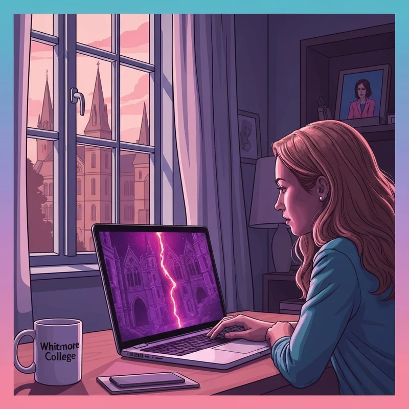 A college student watching season five vampire diaries on her laptop in a dorm room.