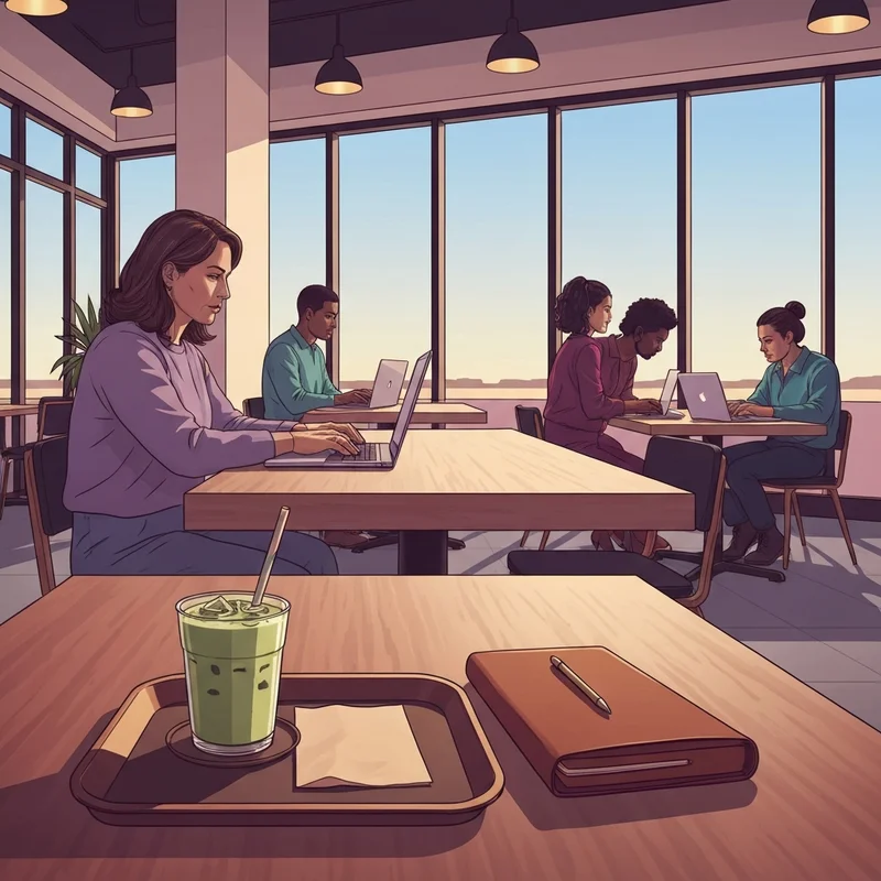 A modern and cozy interior of a starbucks amarillo filled with students studying and enjoying coffee.