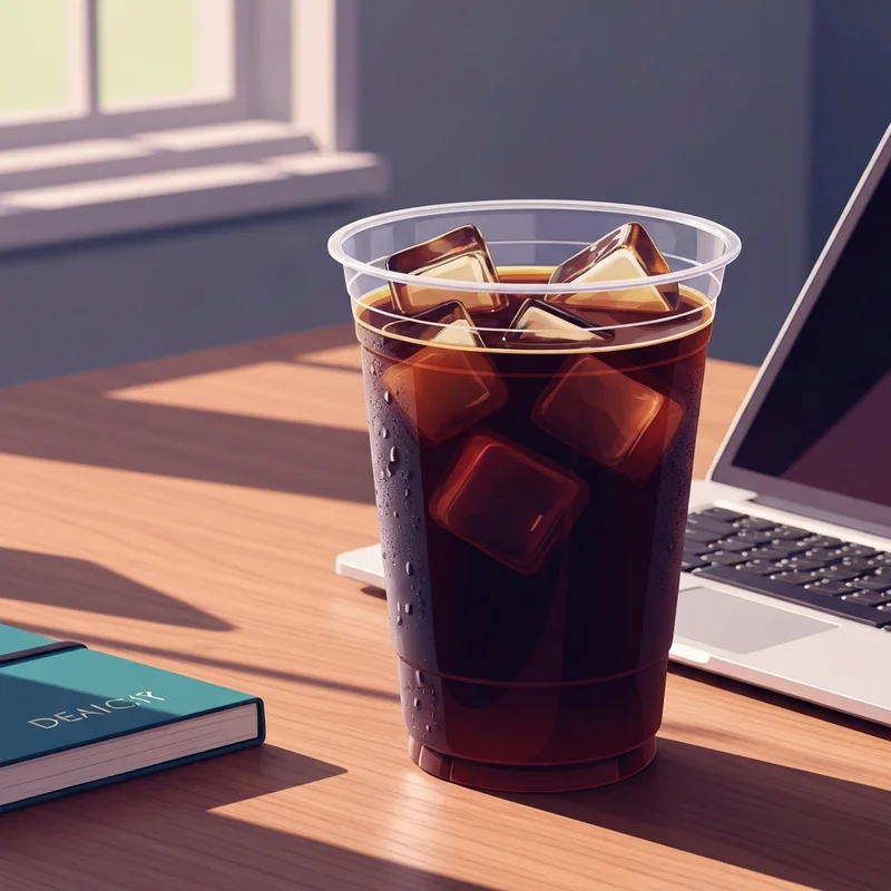 A close up of a cold brew coffee on a desk highlighting how much caffeine in starbucks cold brew can power a workday.