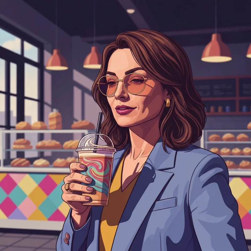 A woman enjoying a dunkin donuts gluten free coffee beverage safely.