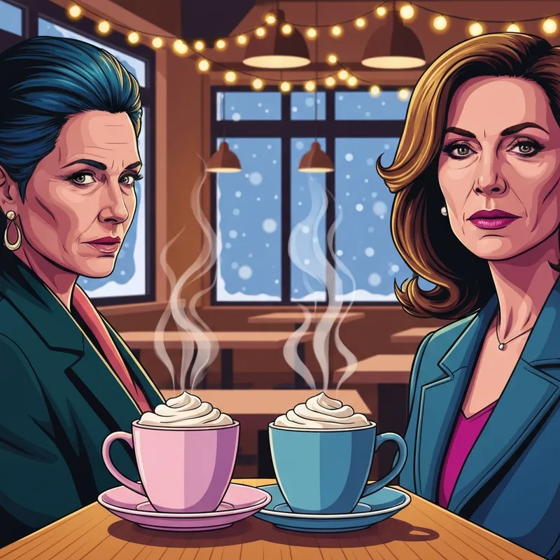 A cozy cafe interior showing a festive coffee break during christmas eve starbucks hours.