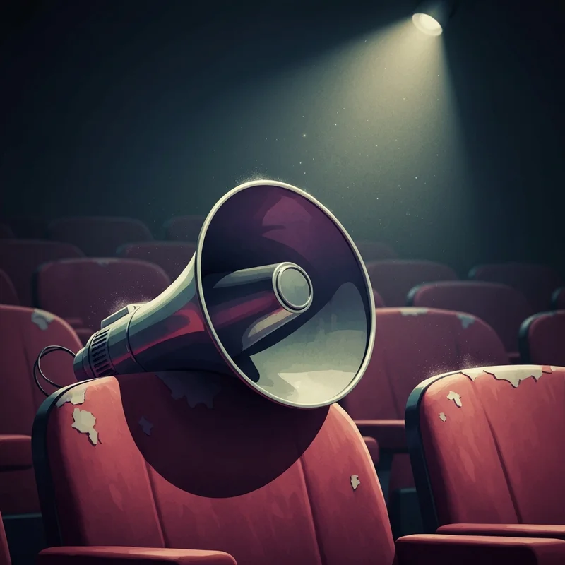 A vintage megaphone on a velvet seat representing the themes of stone temple pilots dead & bloated.