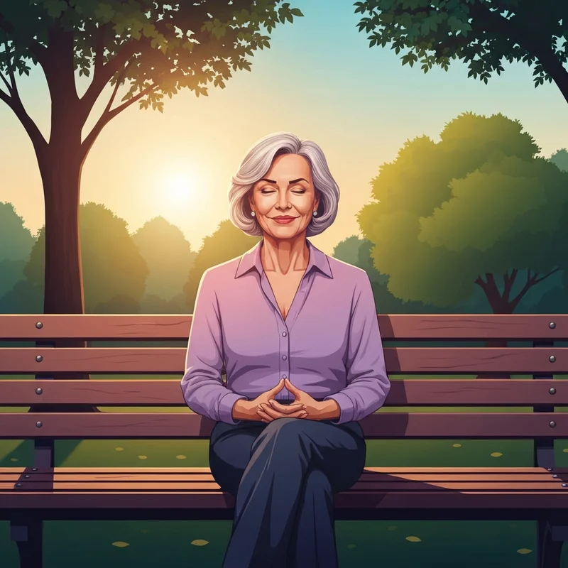 An elderly woman practicing breathing exercises to manage pink puffer vs blue bloater symptoms of COPD.