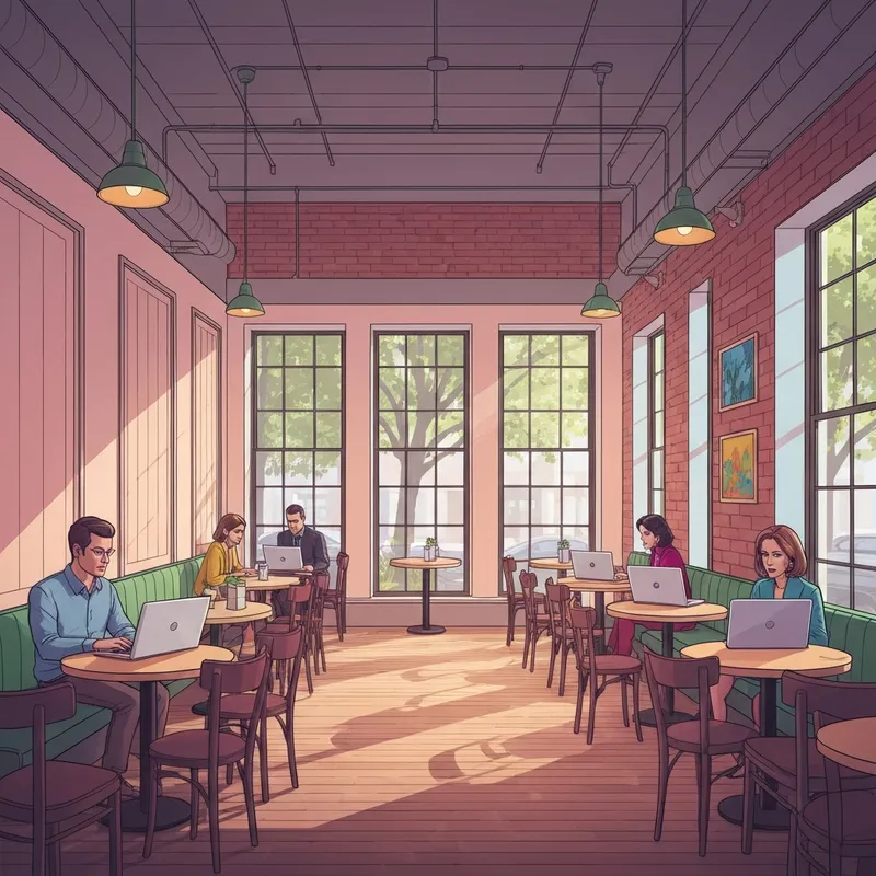 A cozy coffee shop environment representing the changing face of Starbucks New Orleans and the local third space culture.