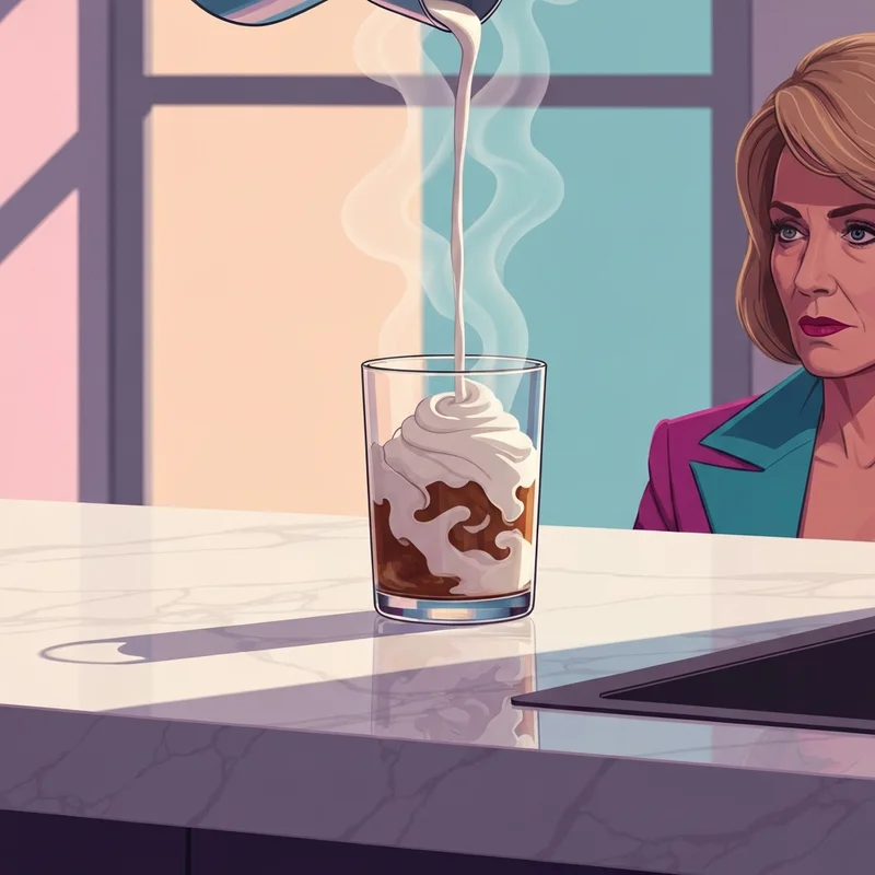 A close-up of a swirling iced coffee made with dunkin donuts creamer.