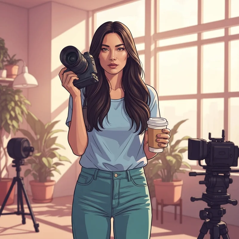 A creative portrait of Ariel Danyluk, the creator of the ari kytsya starbucks video original, showcasing her transition into filmmaking.