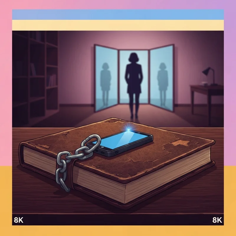 A locked diary and a maze of mirrors illustrating the Breaking Benjamin The Diary of Jane meaning.