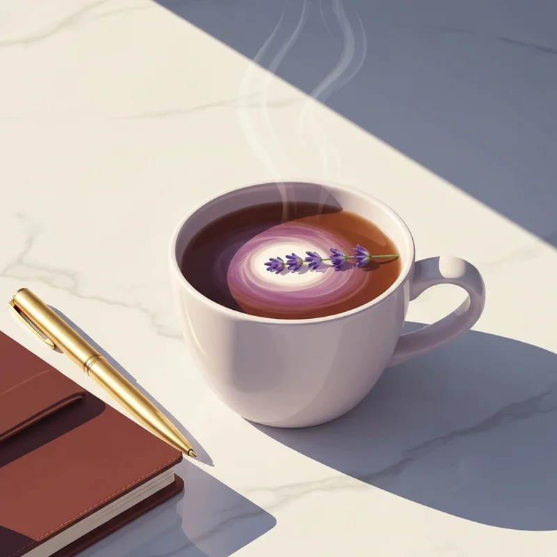 A sophisticated cup of earl gray tea starbucks in a mindful workspace.