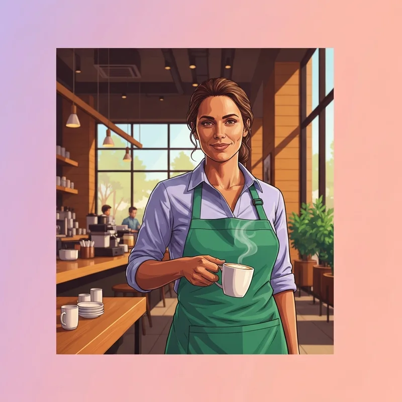 A professional barista in a green apron preparing coffee, representing starbucks part time jobs.