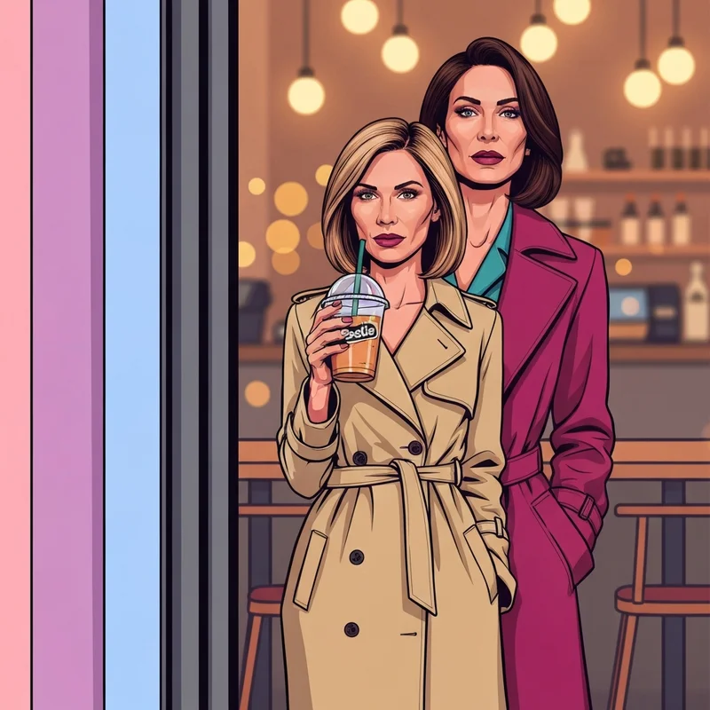 A woman enjoying a safe dunkin gluten free iced coffee while looking confident and stylish.