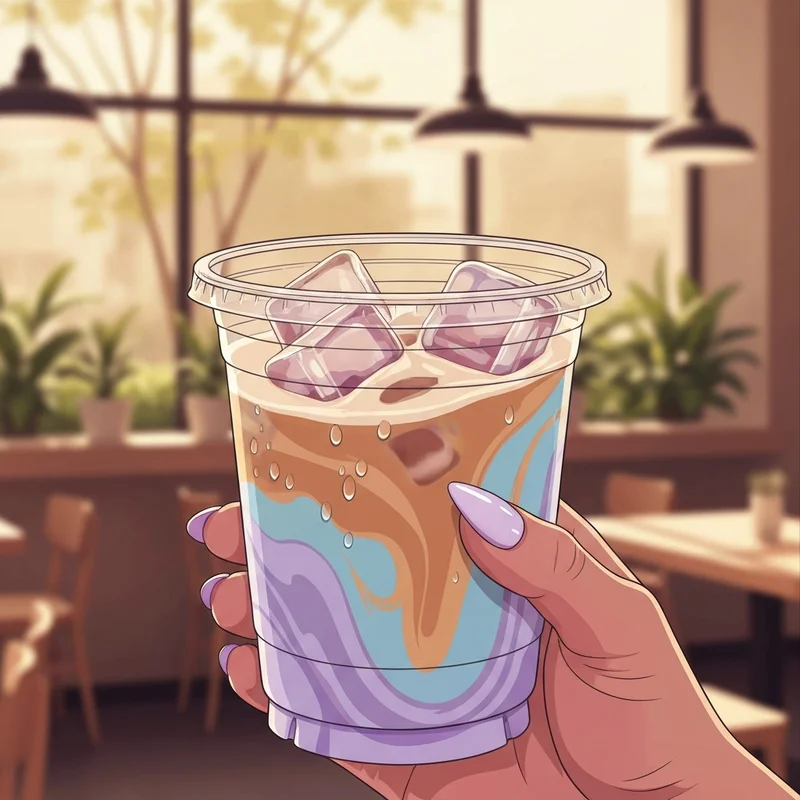 A perfectly customized best starbucks iced coffee with swirling milk and cold foam in a sunlit cafe.