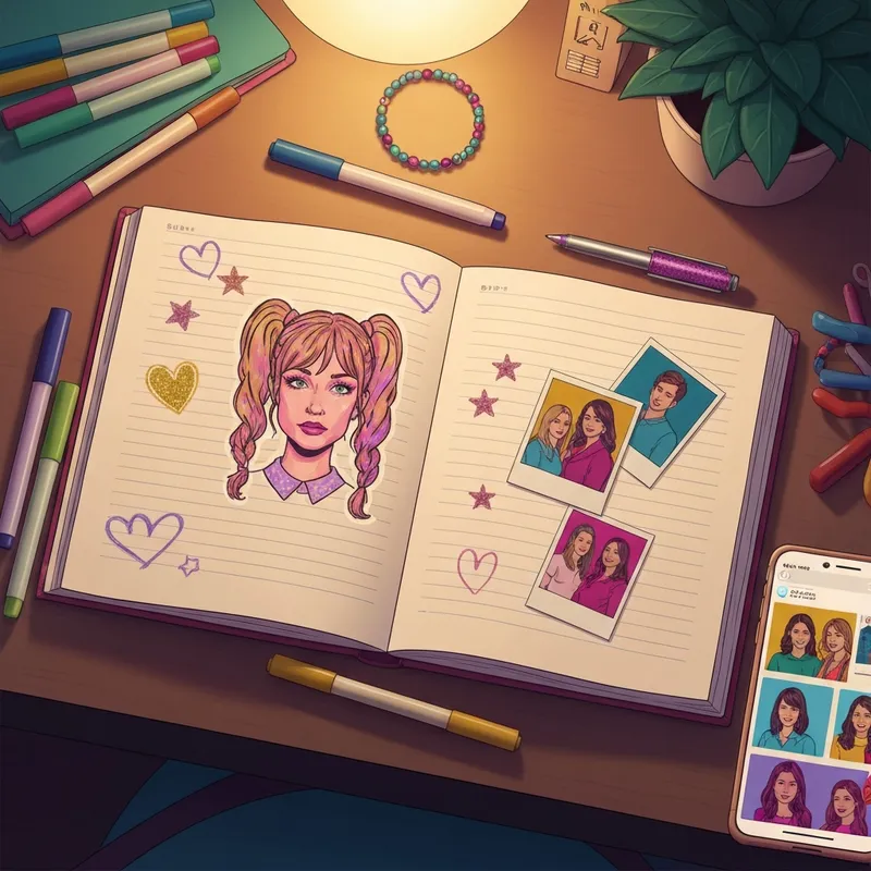 A nostalgic teenage desk featuring a diary that represents the spirit of the Dork Diaries movie.