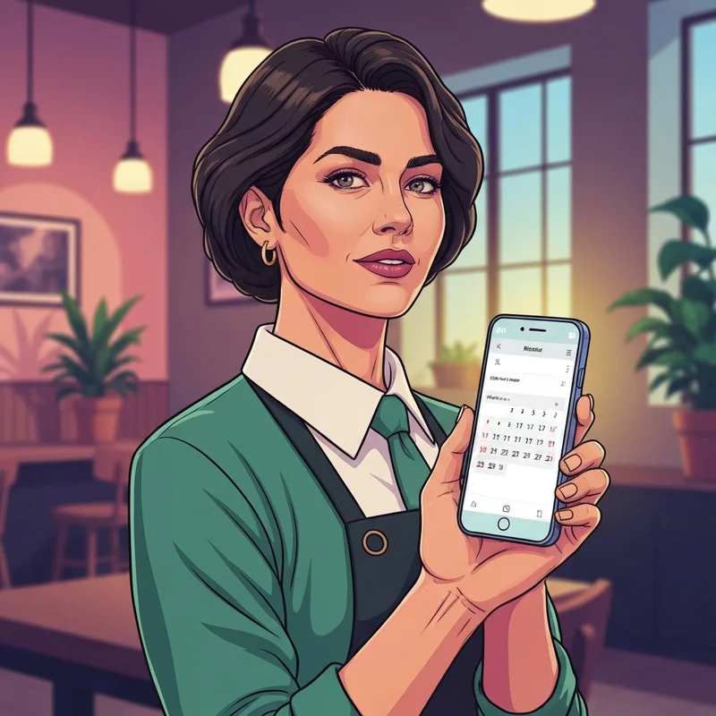 A modern barista using the teamworks starbucks app to manage their weekly schedule and personal time.