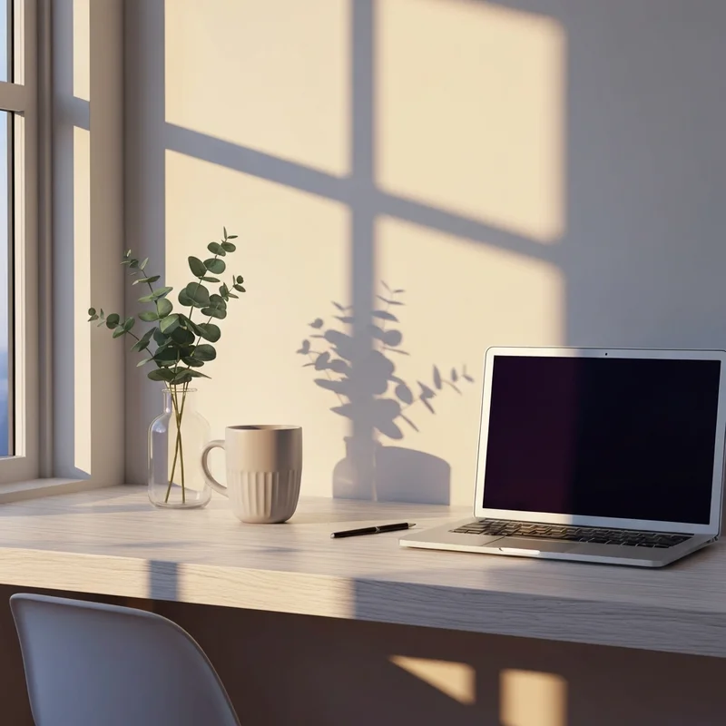 A peaceful home office setup featuring high-quality ceramic coffee mugs starbucks on a wooden desk.