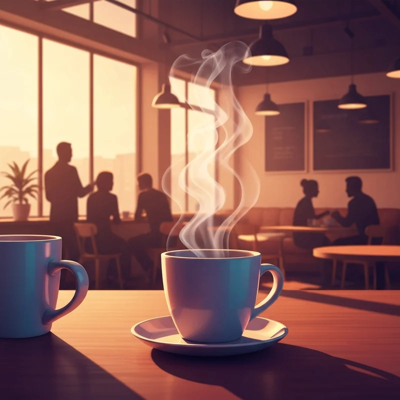 A cozy coffee shop scene inspired by the warm visuals and community-focused themes of the 2025 starbucks ads.